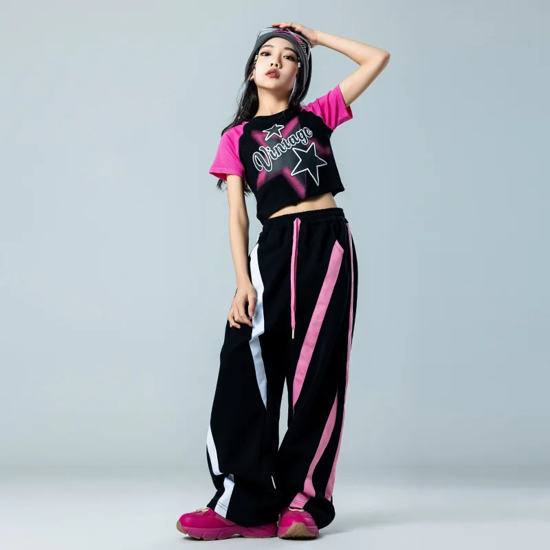 Tienermeisjes Hiphop Crop T-Shirt Broek Zoete Kleding Sets Kinderen Streetdance Joggers Kids Streetwear Jazz Podiumkostuums