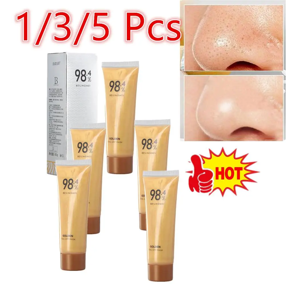 1/3/5 Pcs Gold Foil Peel-off Mask 24k Blackhead Removal Masque Firming Facial Mask For Repair Rough Large Pores Women Skin Care