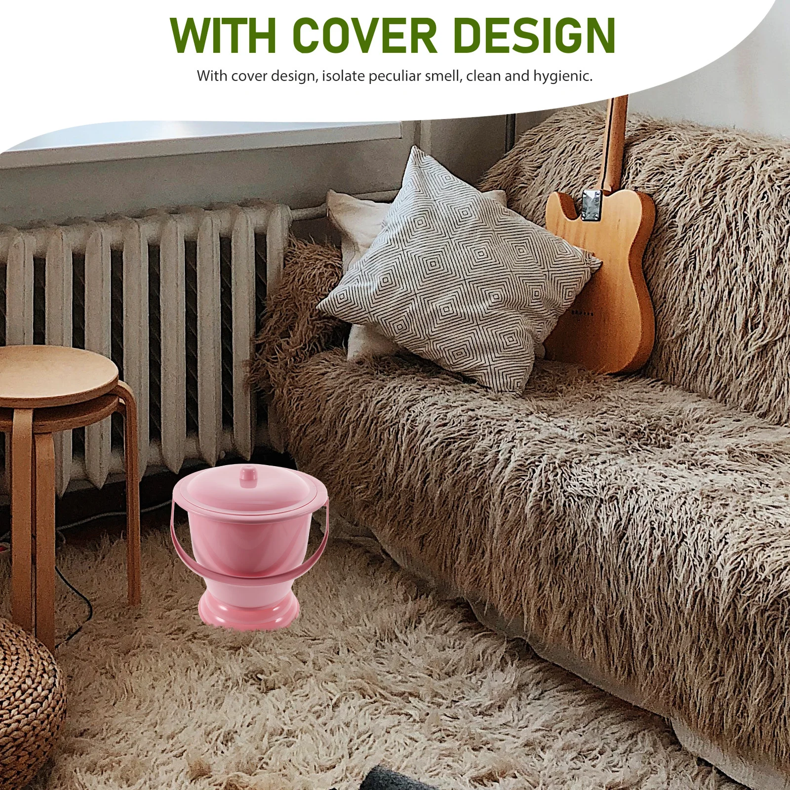 Cuchara de mano con cubierta, cubo para urinario portátil para niños mayores, uso doméstico, Base antideslizante, resistente a altas temperaturas, duradera, 1 ud.