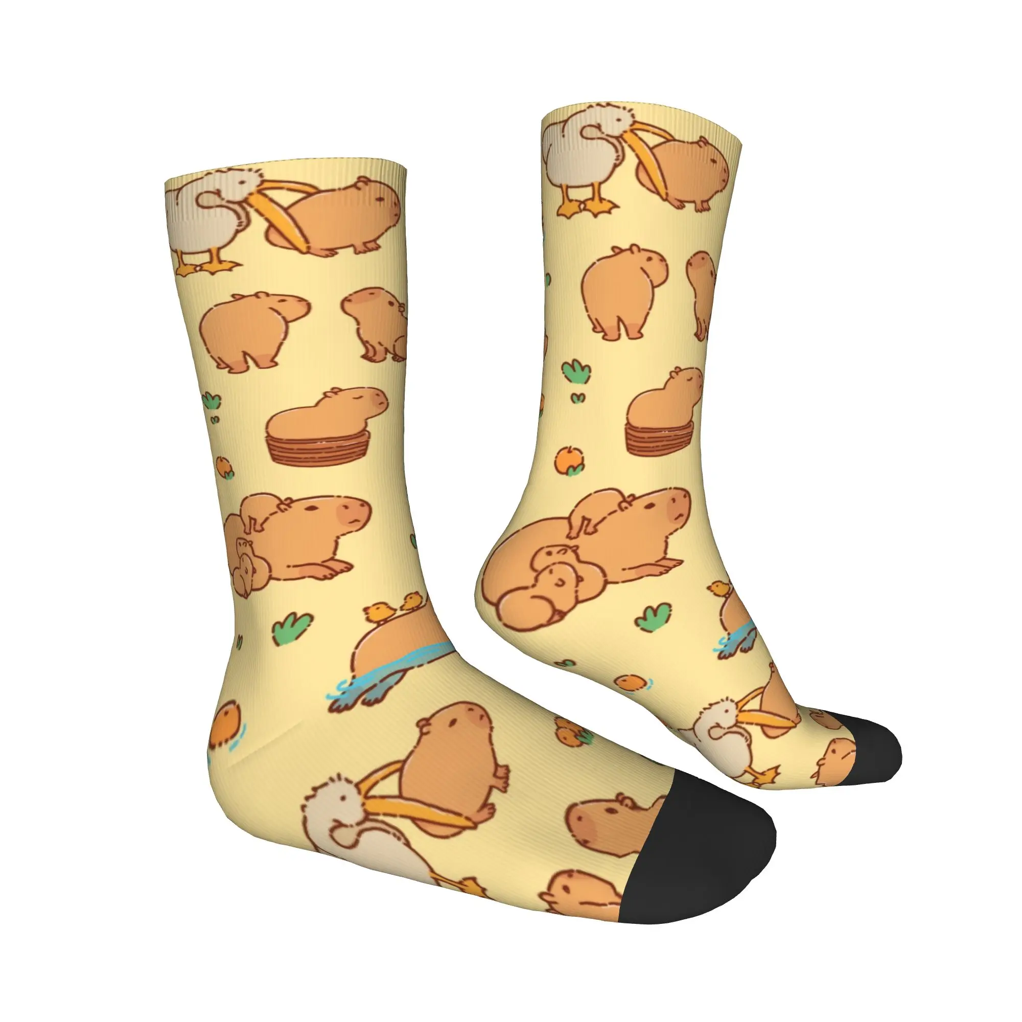Coole Strümpfe, niedliche riesige, zellige Capybara-Socken für Damen und Herren, warme, weiche Skateboard-Crew-Socken