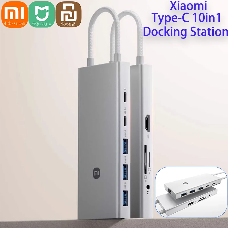 

Xiaomi Mijia 10in1 Ports Type C Adapter 4K 60Hz 8K DP Port Type C data Transfer USB3.0 TF/SD Reader Headphone Socket