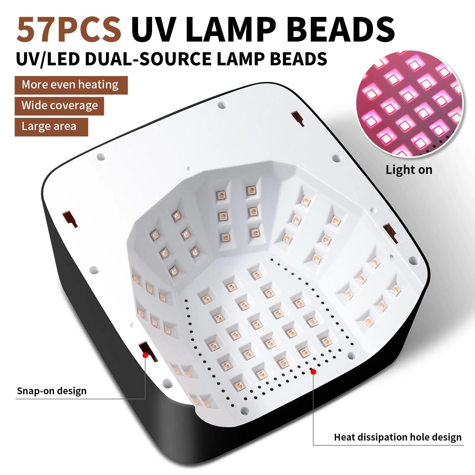 57 Lampada per unghie UV LED Asciugacapelli gel ricaricabile con timer Sensore automatico Display LCD Strumento luminoso per manicure a grande schermo