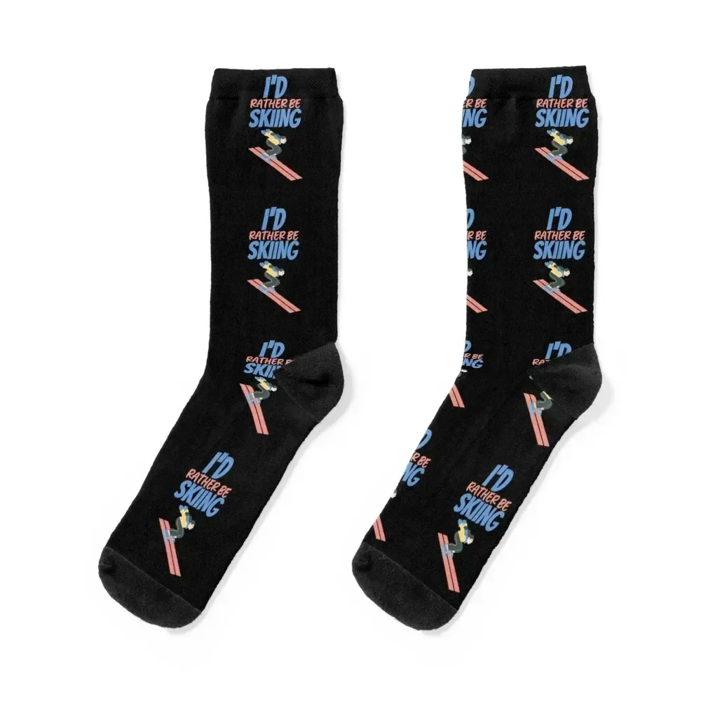 

I'd rather be skiing- ski lovers Socks sport short fashionable gym Woman Socks Men's retro shoes Run Woman Socks Men's