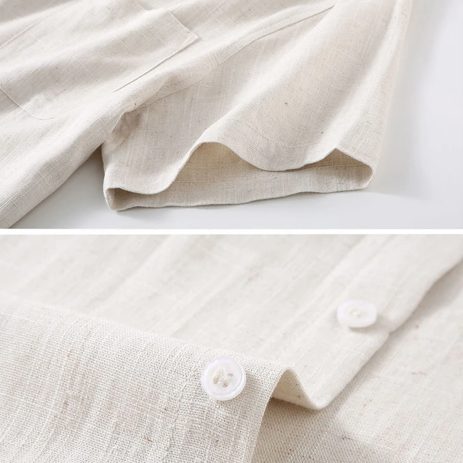 Men's Linen Shirt Summer Short Sleeve Shirts Fashion Casual Solid Color O-neck Shirt Male Plus Size 5XL Linen Tops