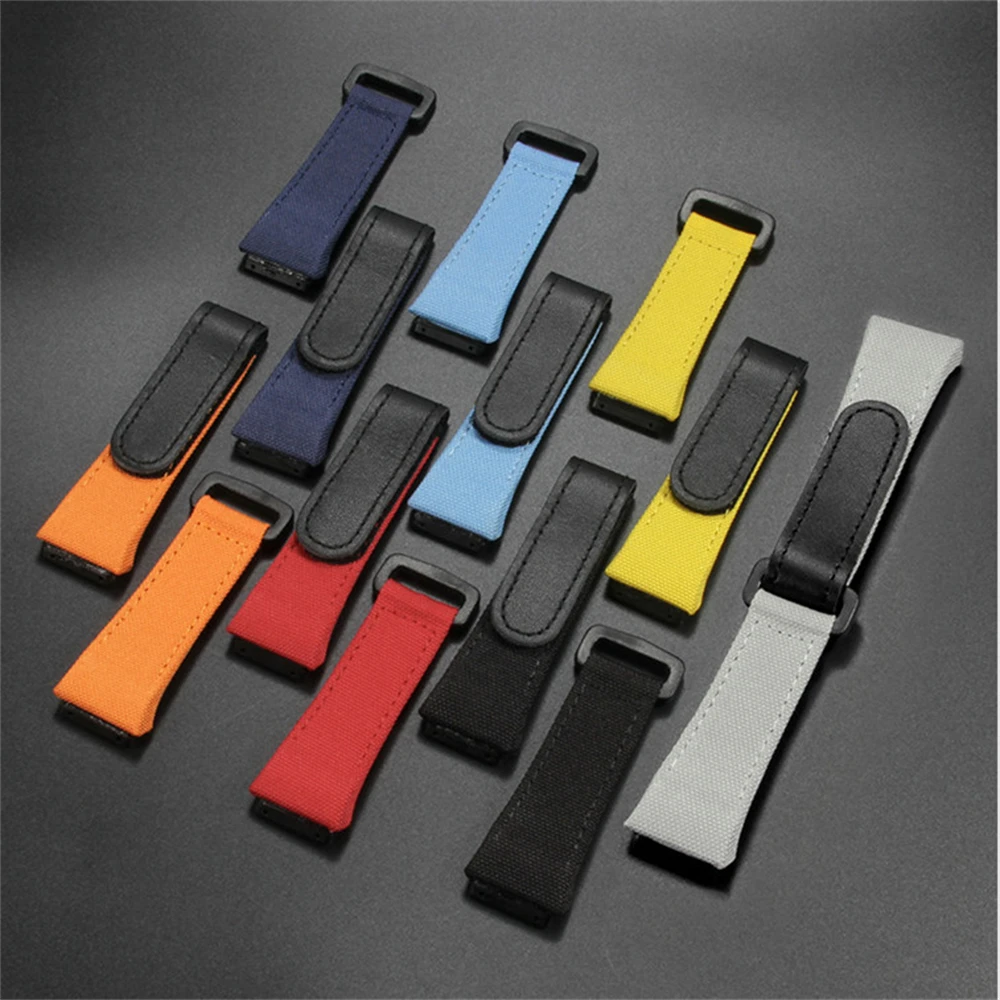 For RM50 RM53 Nylon canvas waterproof men's watch strap Ring buckle leather Bracelet Screw style watchband 25mm accessory tools