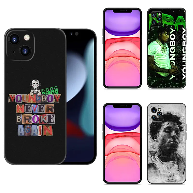 Youngboy Never Broke Again Black Silicone Phone Case For Apple iPhone 12 13 Mini 11 14 15 Pro Max 7 8 Plus X XR XS SE 2020 2022