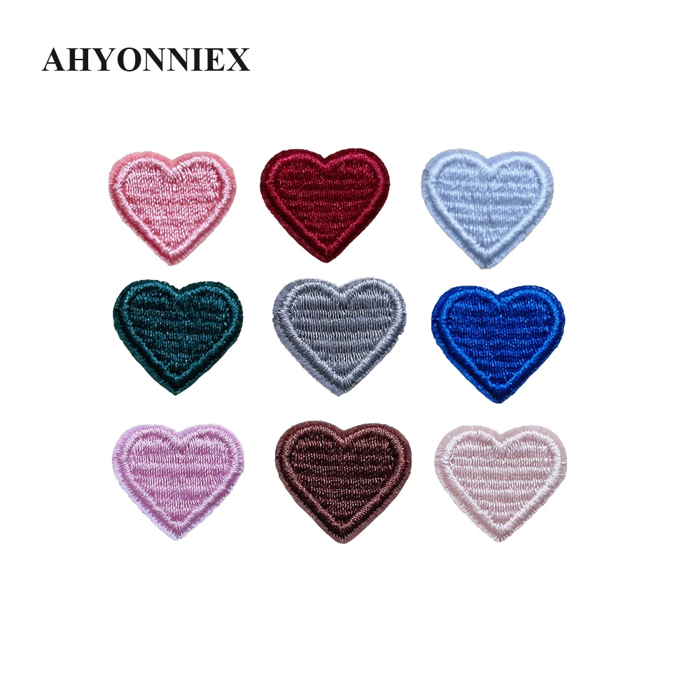 10pcs/lot Cheap Small Heart Patches Iron On Applique for Clothes DIY Craft Accessory Cartoon Cute Glue Fabric Sticker