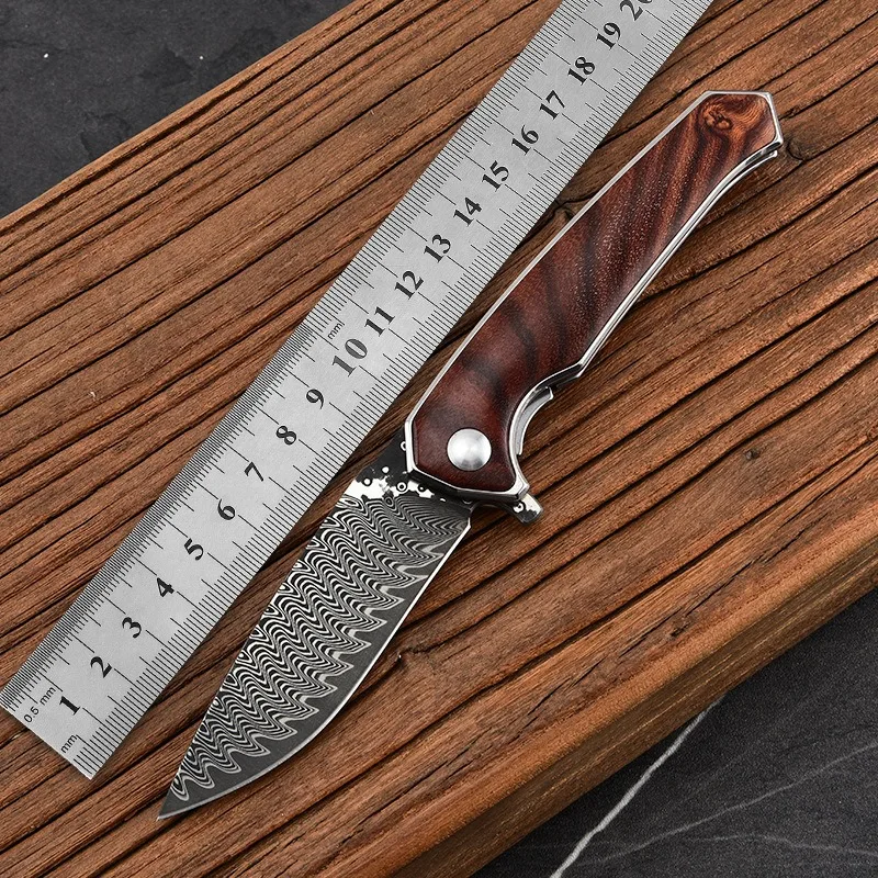 EDC Folding Knife Forged Damascus VG10 Steel Folding Knife Outdoor Knives Portable Pocket Knife Camping Carrying Knife