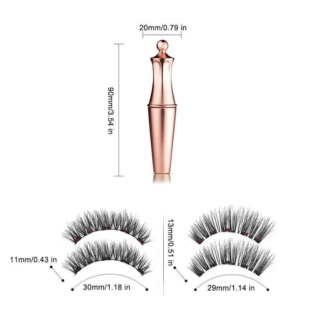 1/2 par Magnetyczne rzęsy Zestaw pęset do eyelinera Naturalne sztuczne rzęsy Wielokrotne użycie 3D Rzęsy z norek Wodoodporny eyeliner w płynie Przybory do makijażu Wielokrotne użycie Zestaw do makijażu rzęs