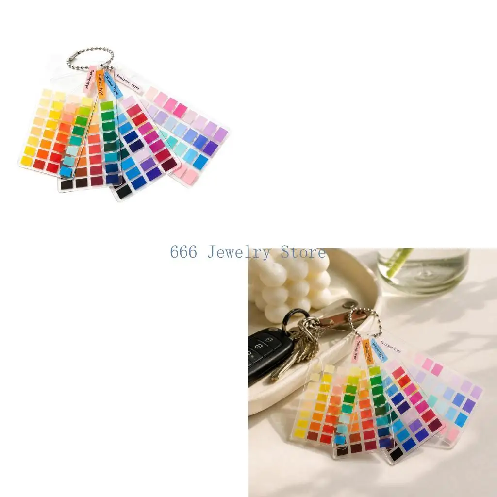 F2TD Four Season Color Analysis Cards with Labeled Spring Through Winter Grids for Personal Styling, Makeup, Hair, and Accessory