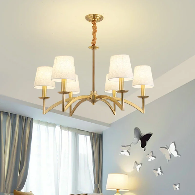 

American Led Pendant Lights Living Room Retro Creative Dining Room Lamp Bedroom Chandelier Fabric Hanging Lamp Kitchen Lamp