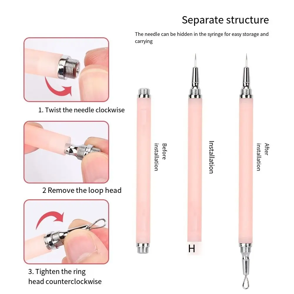 Removedor de espinillas de doble cabezal de acero inoxidable, limpiador de poros, agujas, Extractor de espinillas, aguja para imperfecciones de acné desmontable