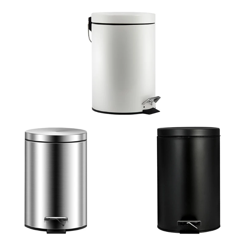 3L Garbage Can Trash Bin with Foot Pedal Quiet Closing Lid Waste Bin A0KC