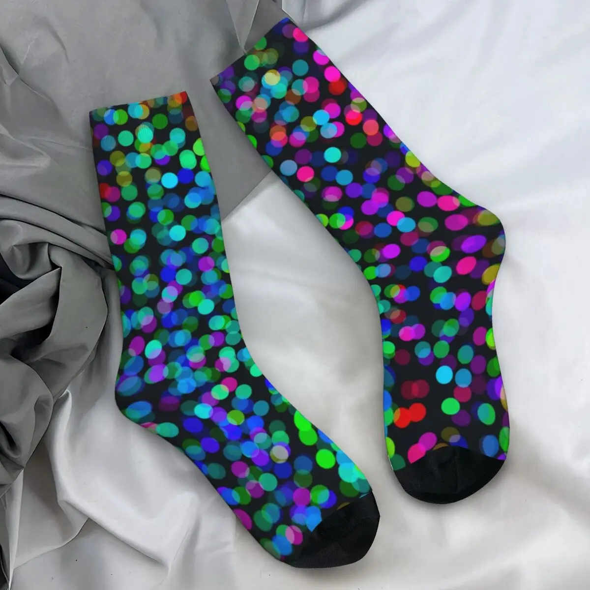 

Rainbow Polka Dot Socks Winter Dotty Night Stockings Funny Women Men Soft Breathable Socks Running Sports Anti-Slip Socks