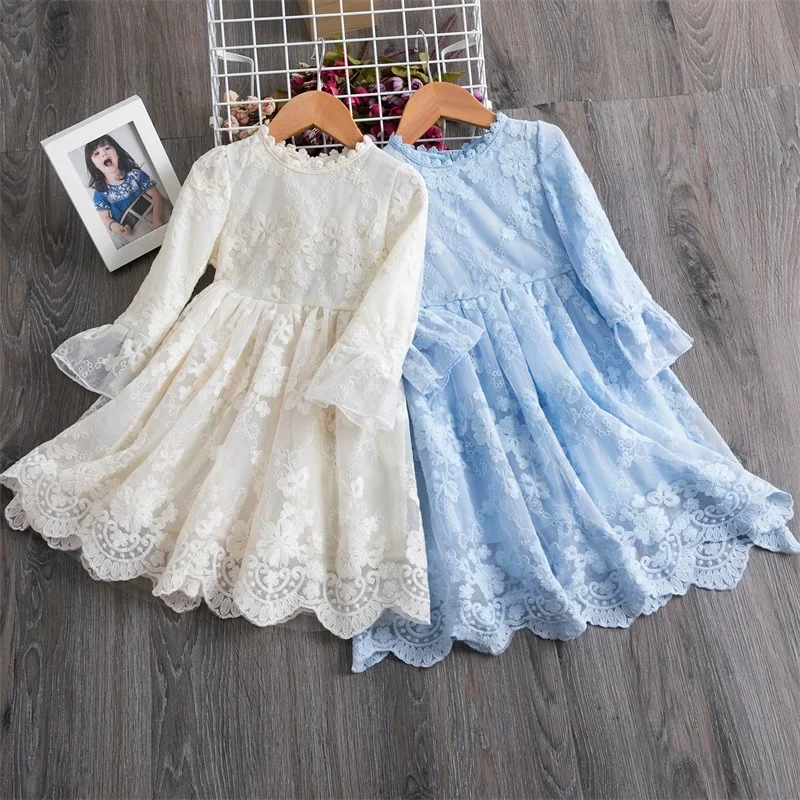 Autumn Spring Children's Clothes Cotton Baby Girls Dress 2024 Fashion Princess Birthday Party Dress Casual Kid Long Sleeve Dress