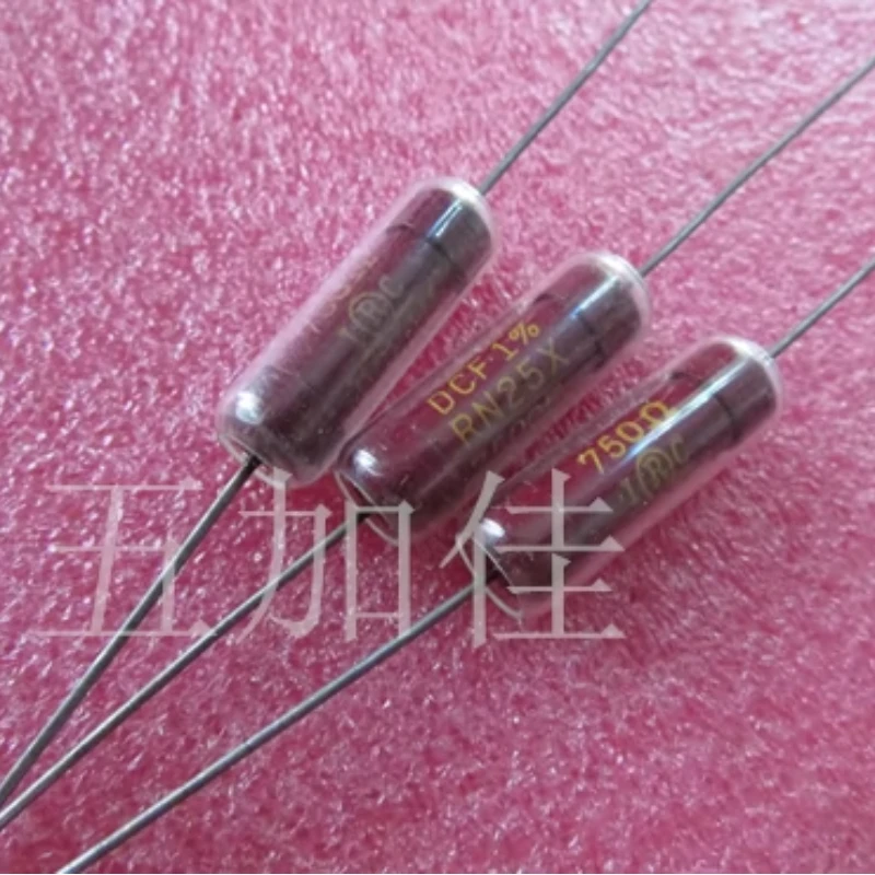 

5PCS/RN25X7500F 5W 750R 1% British Red Robe Fever Audio Antique Non Inductive Resistance