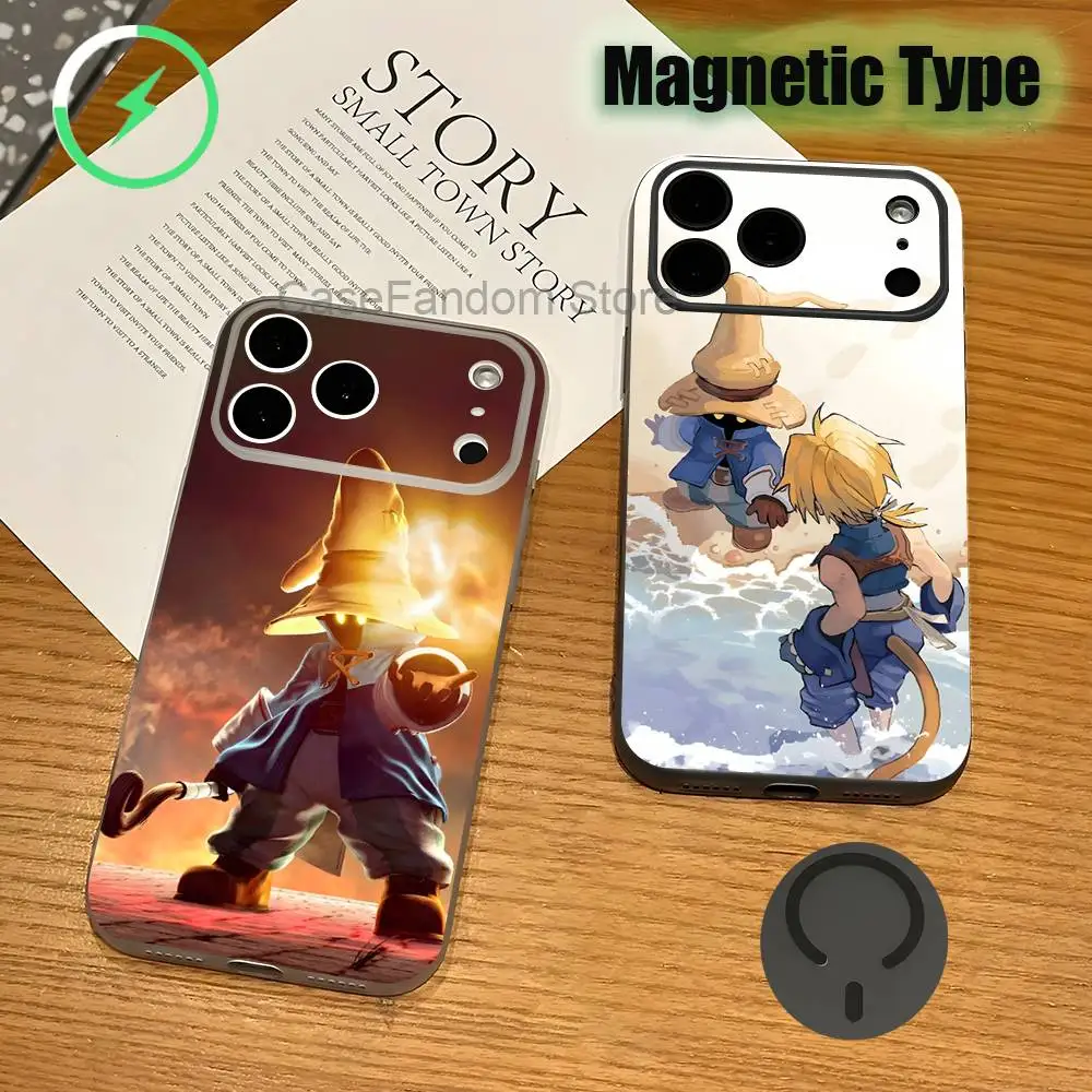 

Moogles F-Final Fantasy Vivis Magnetic Wireless Charging Transparent gray Phone Case For iPhone 17,16,15,14,13,12,11Pro,Max,Plus