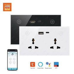 TYSH Tuya Fast Delivery Type C Usb Double Multi-funtion Tuya Wifi Wall Switch Socket Plug