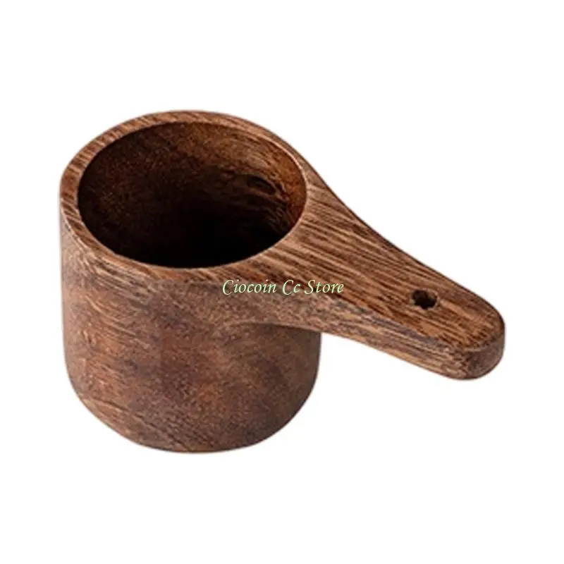 X90F Wooden Measuring Cup With Short Handle and Hanging Hole for Seasoning Measure, Daily Cooking and Baking Service