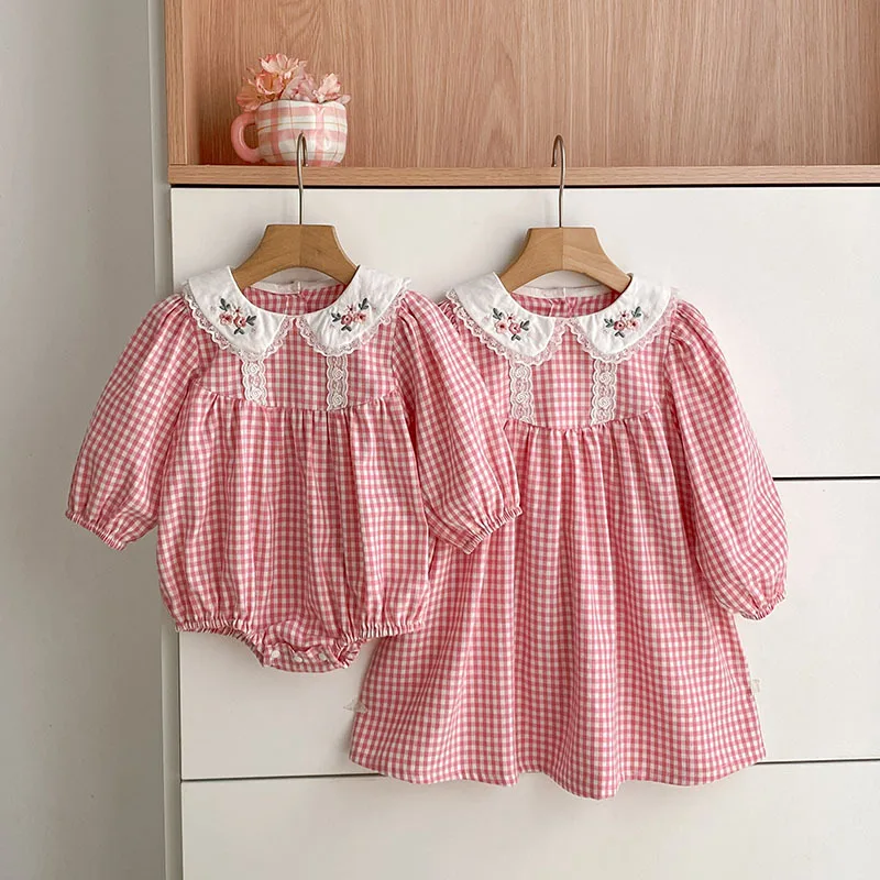 

Girls' Dress Spring and Autumn New Checkered Baby Clothes Fashion and Beautiful Kids Long Sleeve Skirt