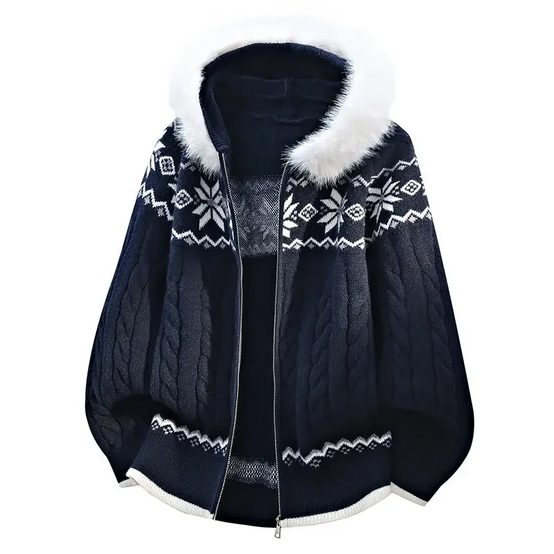 Cardigans à capuche pour hommes, avec col en fourrure, manteaux en tricot décontractés, cardigans d'automne, pulls amples.