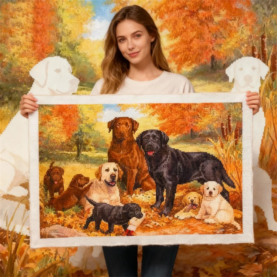 

Animal Pet Dog Printed Canvas Cross Stitch Full Kit Embroidery Handicraft Handiwork Sewing Handmade Wholesale Craft Room Decor