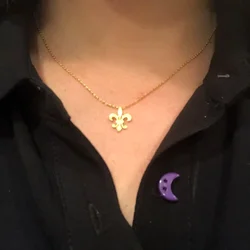 Stainless Steel Fleur De Lis Necklace Flower Lily Saint Nicholas Lotus Pendant Catholic French Royalty Necklace Women Jewelry