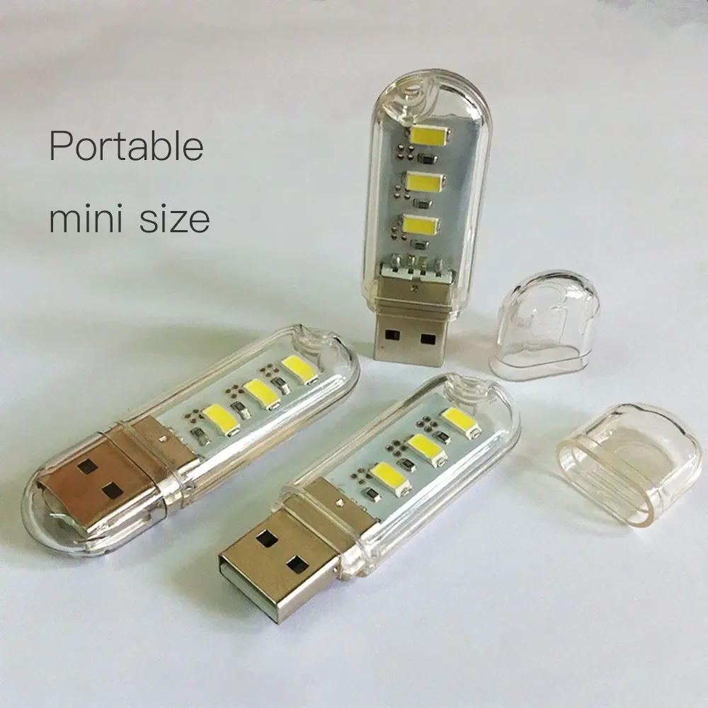 

10pcs 3 LED USB Powered Operated Mini Reading Lamp Book Light Portable White for Office Students Library Drop Shipping