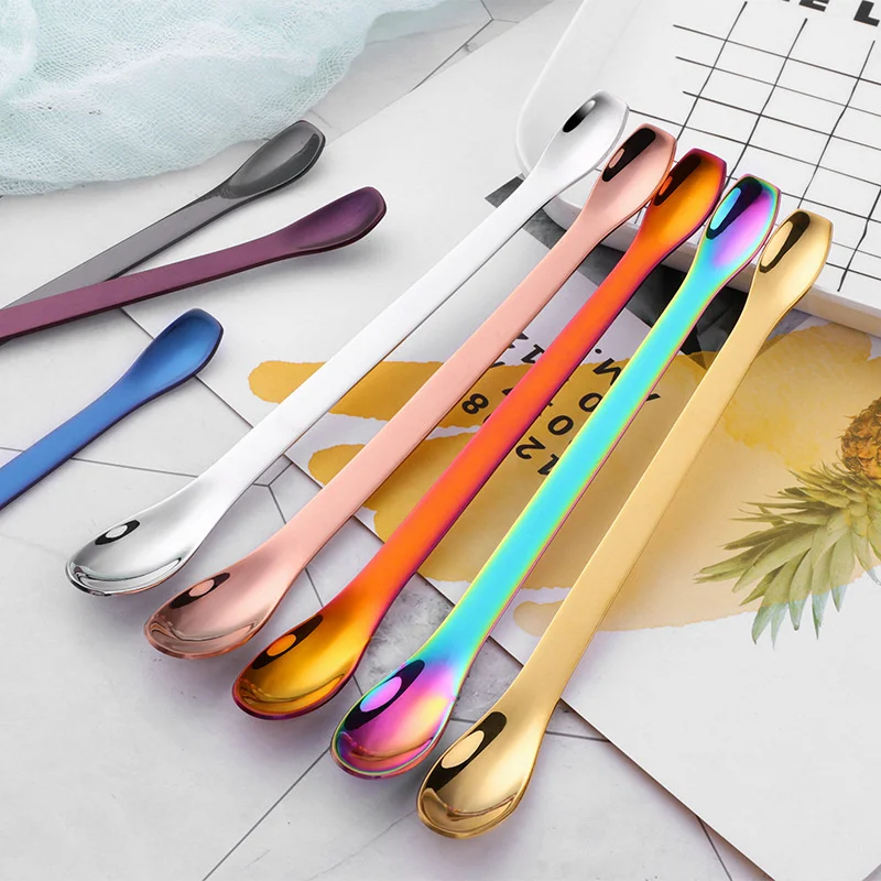 Stainless Steel Cocktail Stirring Spoon Long Handle Bar Spoon Ice Spoon Double Head Spoon Bar Stirring Rod Micro Powder Spoon