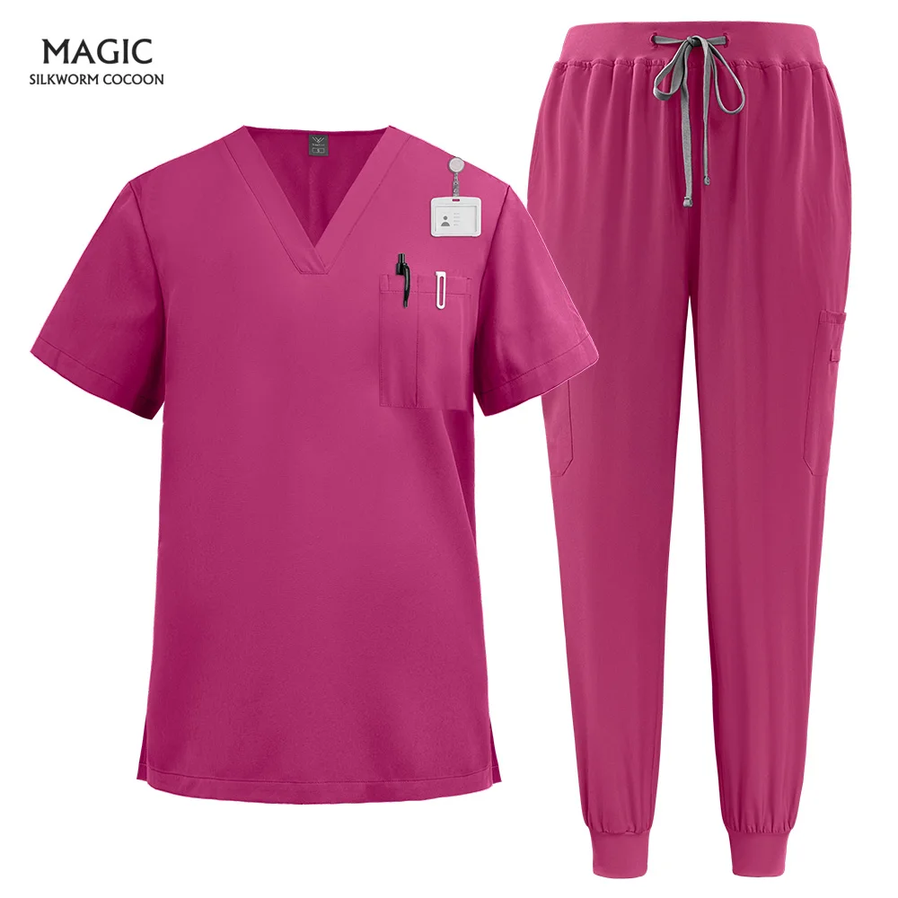 

Multicolor Surgery Uniforms Hospital Doctor Workwear 2 Pieces Pharmacy Work Clothes Shirts+Jogger Pants Nurse Medical Scrubs Set