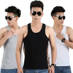 ON Sale Cotton Mens Sleeveless Tank Top Solid Men's Underwear Muscle Vest Undershirts O-neck Gymclothing Tees Whorl Tops Men 4XL