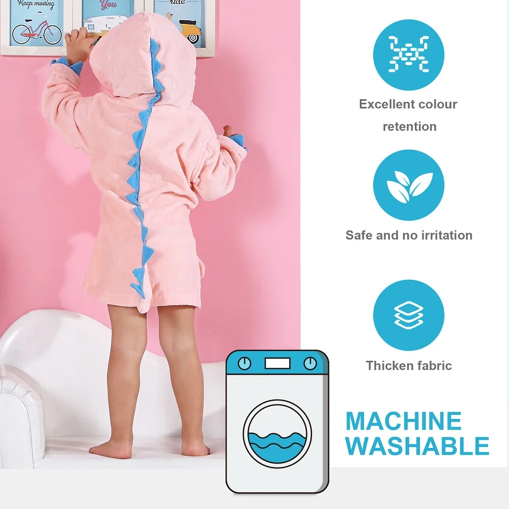 Kids Bath Robe Toddler Cotton Towel Animal Dinosaur Hooded Bathrobe  Soft Cotton Baby Bath Towel Blanket Pajamas Children Winter