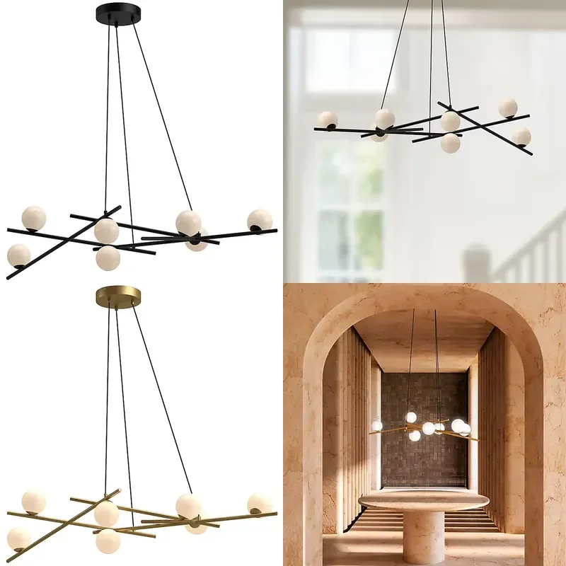 Modern Creative Simple Black Glass Chandelier for Dining Room Living Room Interior Decoration Ceiling Light