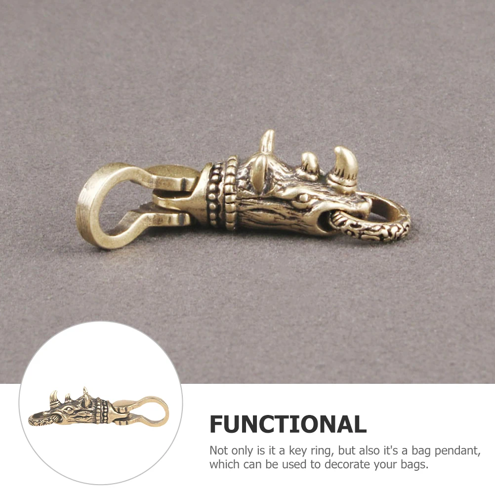 

Brass Rhino Keychain Pendant Retro Animal Decoration Compact naments Home Office Garden Supplies Lightweight Durable Safe Use