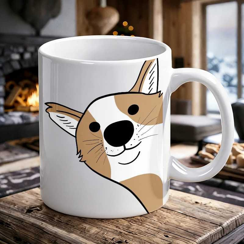 

1PCS Probe Corgi Ceramic Cup, Coffee Cup, Milk Cup, Office Tea Cup, Drinking Cup, Does Not Fade, Gift for Friends