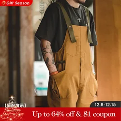 Maden Workwear American Retro Strap Pants Loose Straight Barrel Amekaji Casual One Piece Sling Long Pants Men's Fashion