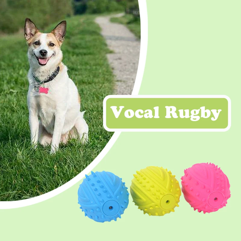 1pc Pet Dogs Toys Sounding Chewing Squeaky Toy for Dogs Puppies Football Soccer Dogs Ball Training Rugby