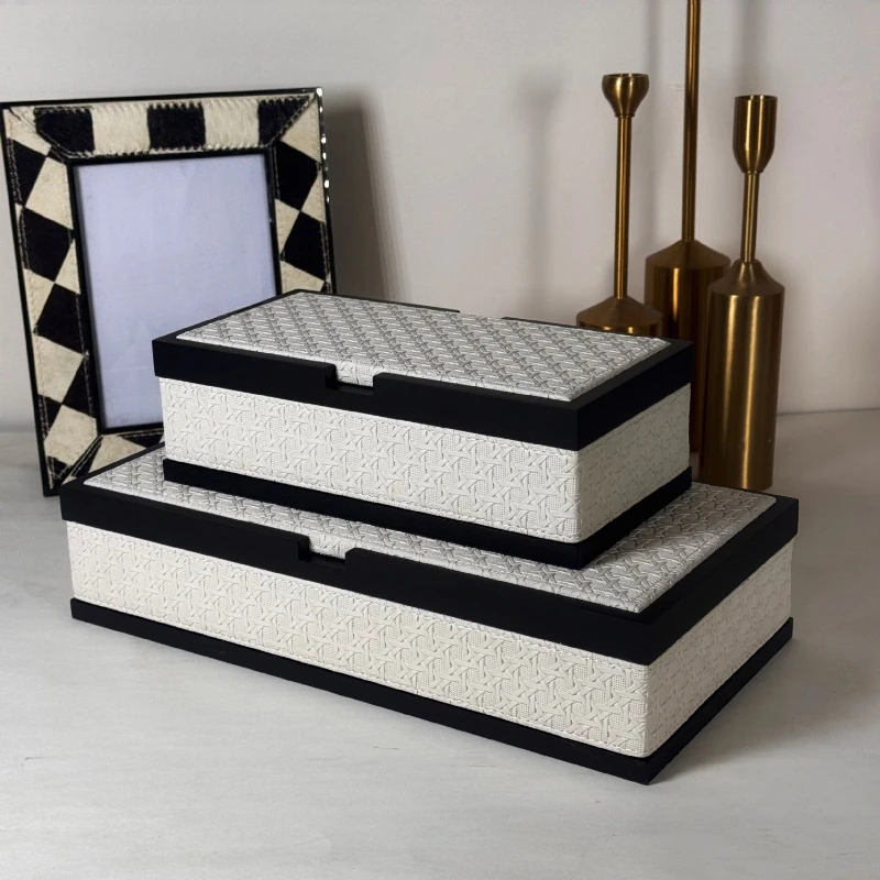 Woven Pattern Jewelry Storage Box Desktop Earrings Ring Necklace Organizer Boxes Modern Minimalist Home Decoration Boxes