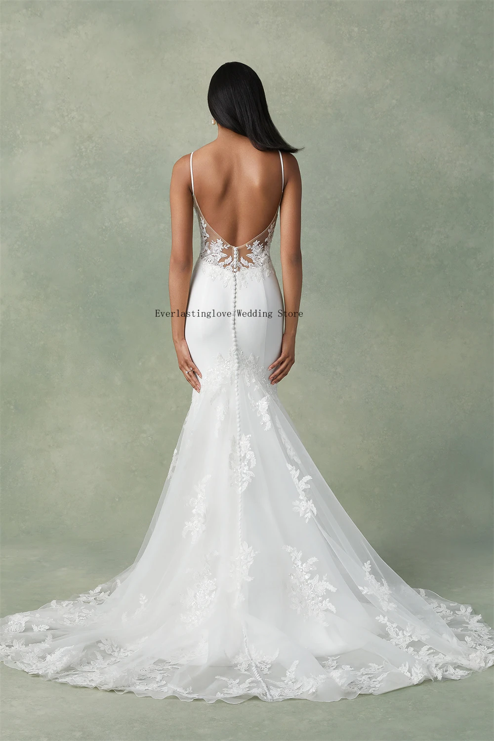 Sexy Spaghetti Straps Sweeheart Lace Applique Mermaid Wedding Dresses Backless Sweep Train 2025 Rode De Morrie