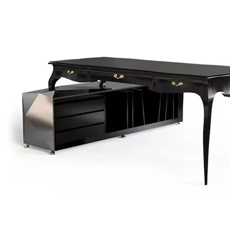 High-end light luxury solid wood desk villa simple office computer desk home study desk