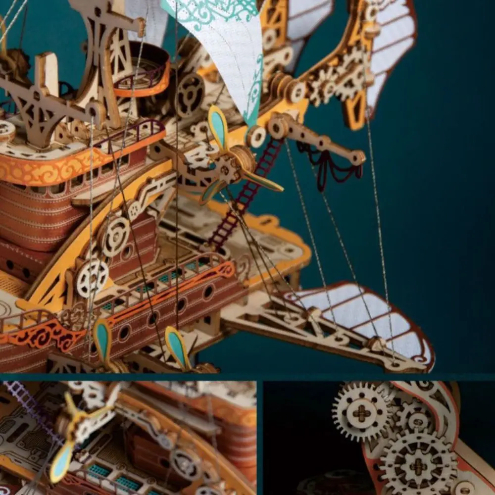 

Assembly Fantastic Spaceship Model Fantasy Airship Handicraft DIY 3D Wooden Puzzle Collection Miniature Model