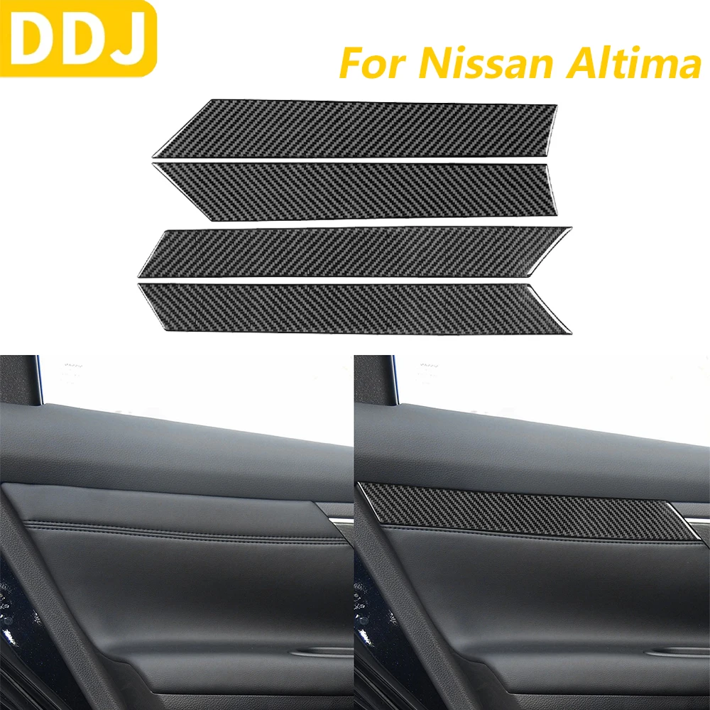 

Для Nissan Altima 2013-2018 настоящее углеродное волокно, передняя и задняя внутренняя дверная панель, накладка, автомобильные аксессуары, наклейка для украшения интерьера