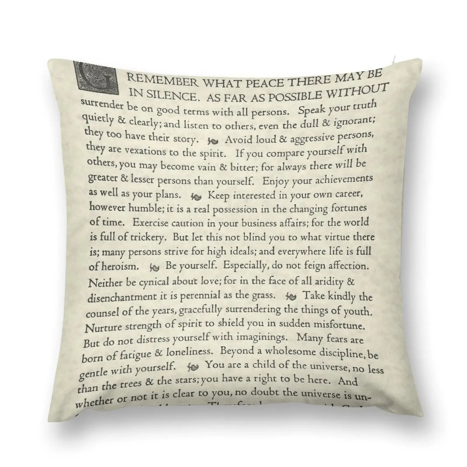

The Original Desiderata Poster by Max Ehrmann Throw Pillow Decorative Cushions For Living Room Bed pillowcases pillow