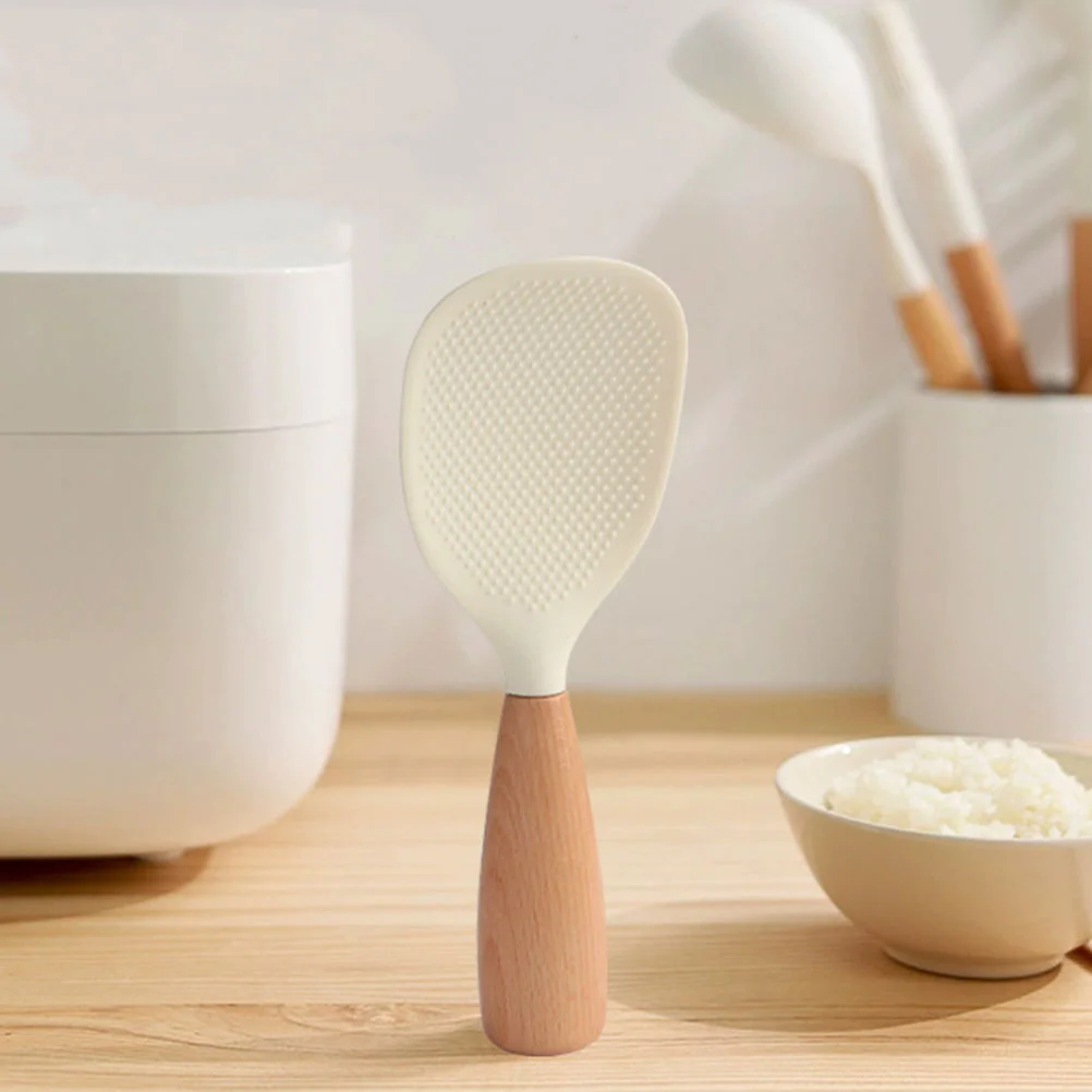 Pot to Make Rice Spoon Food Scoops Scooper Standing Kitchen Spoons White for Silicone Paddle