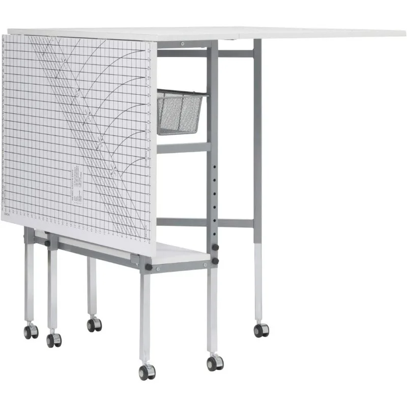 Table de passe-temps pliable avec grille, 58.75 "W x 36.5" D, table d'art et d'artisanat blanche, prête à coudre