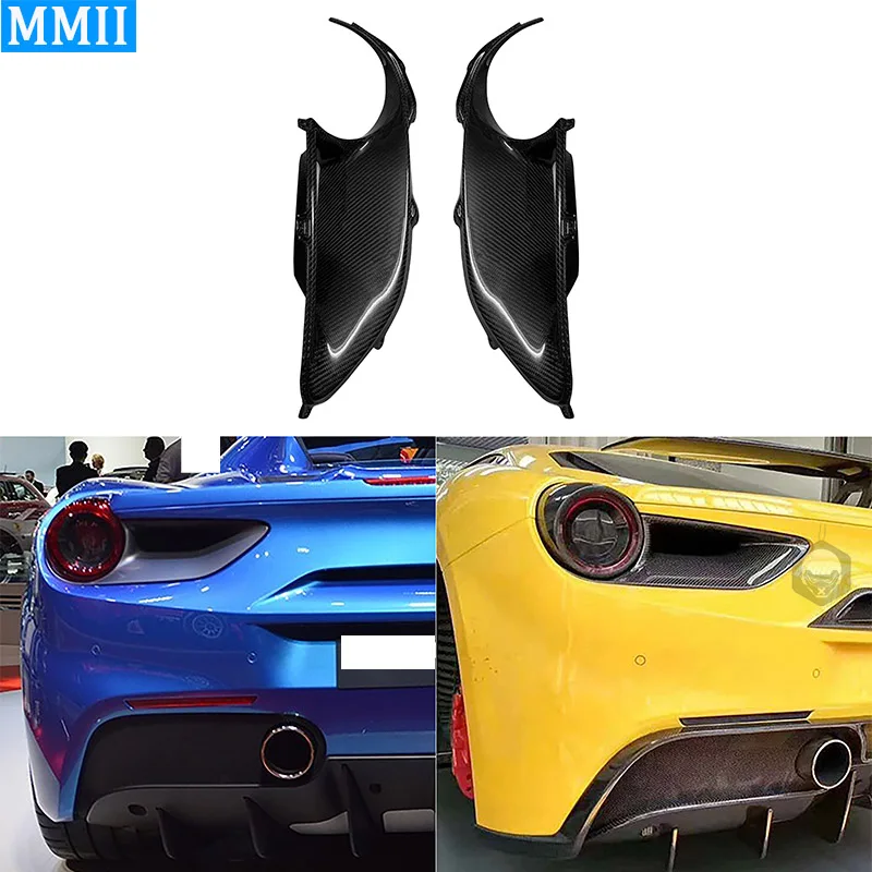 For Ferrari 488 2015-2019 Dry Carbon Fiber Replacement Rear Fog Light Lamp Frame Trim Cover Decoration External Accessories