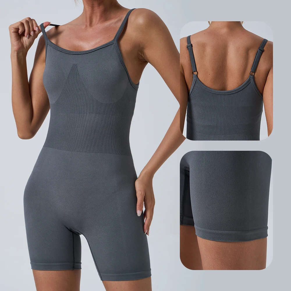 GYM Breathable Romper Backless Set Fitness Bodysuit  Sportswear Women Jumpsuit Shoulder strap adjustment One-piece Yoga Suit