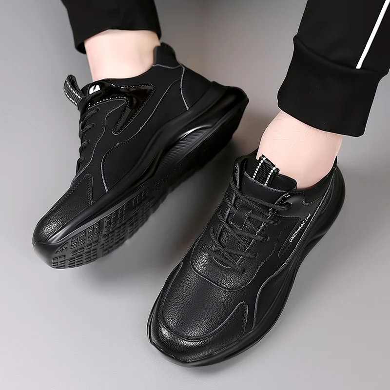 Shoes Men genuine Leather Casual Shoes Brand Fashion Sneakers men Black Designer Shoes Soft Men sneakers Mocasine Hombre