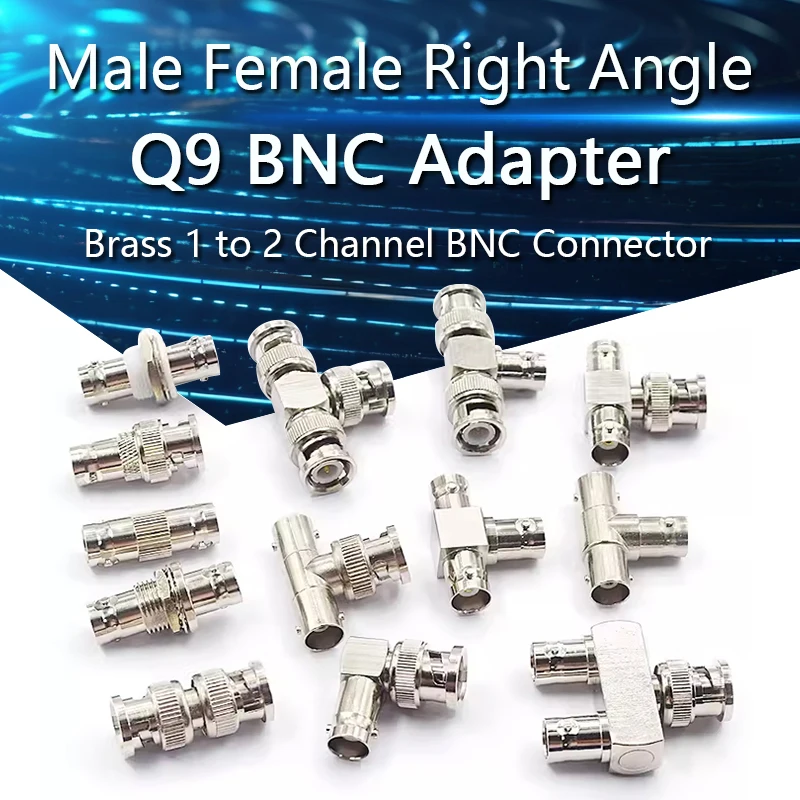 BNC Connector Q9 BNC To BNC Male Female 90 Degree Right Angle Tee Type 3way 4way Splitter 2x Double Male Female 3+4Type Brass