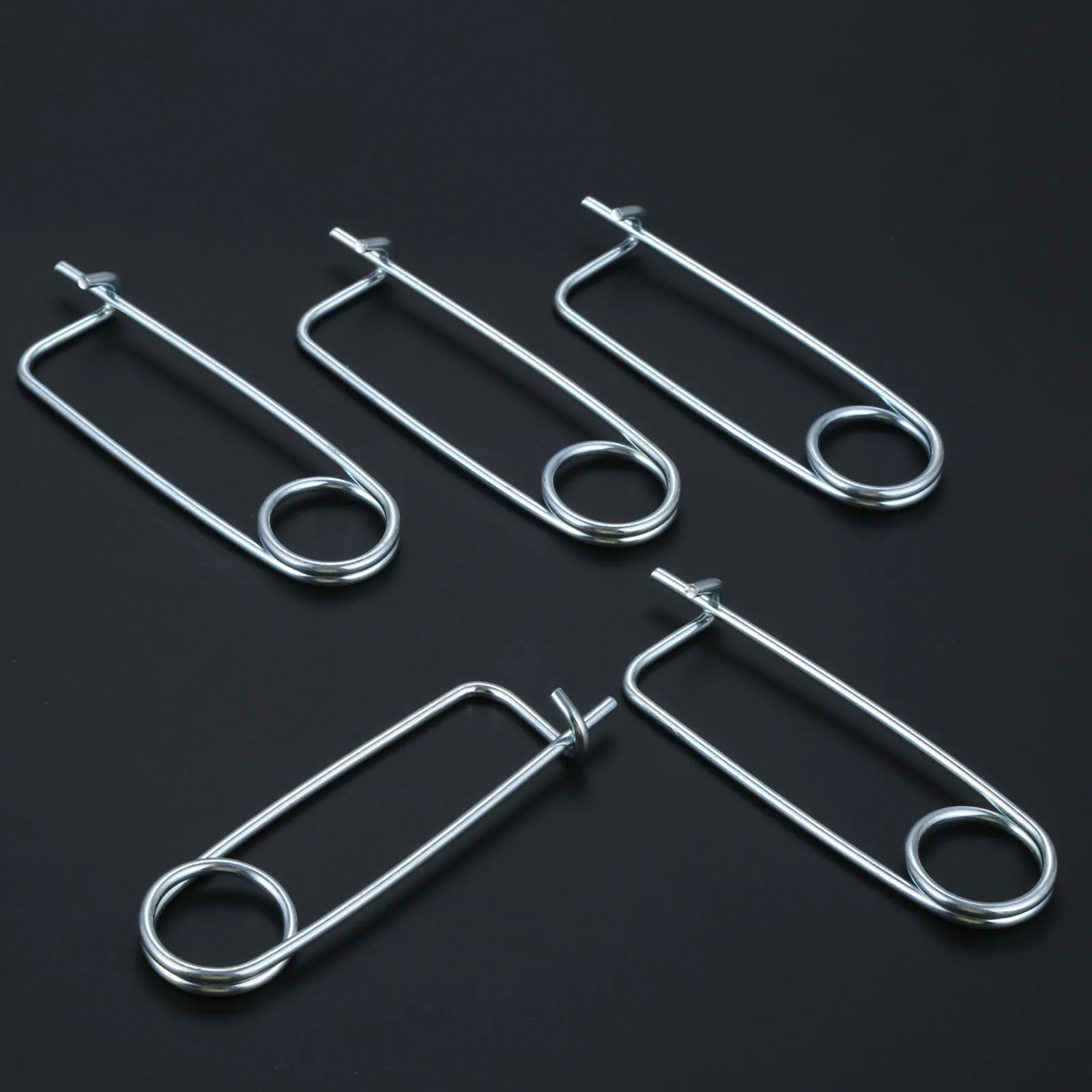 5 Pcs เหล็ก Cotter Pins ความปลอดภัยฤดูใบไม้ผลิคลิปลวดล็อคความปลอดภัย Pins สำหรับรถพ่วงเรือสนามหญ้าสวน Hitch 65*25มม.